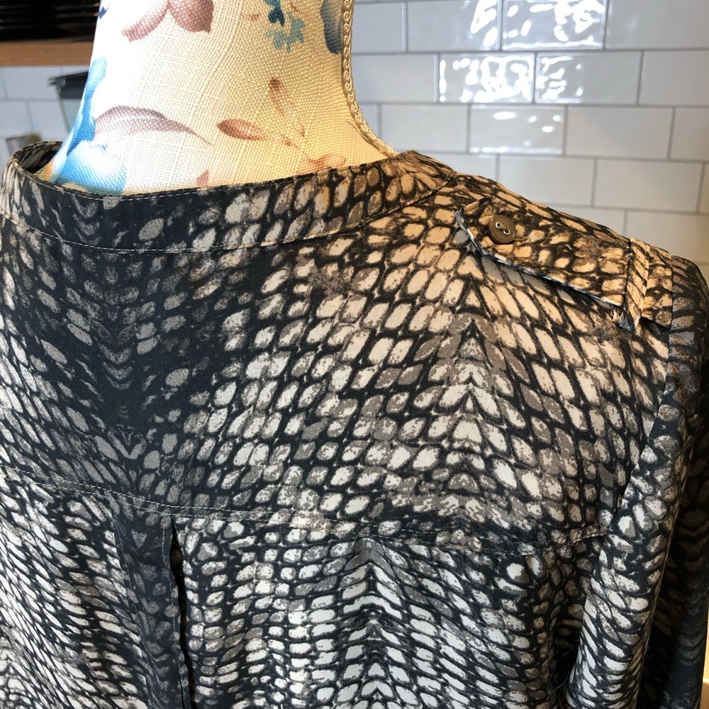 Trouve | Snakeskin Print Button Down Blouse - image 5